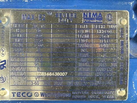 20 HP 1760 RPM Westinghouse #HH0204, Frame 256T, 23.0 A, 3 phase, 60 Hz, 460 Volts - Image 5