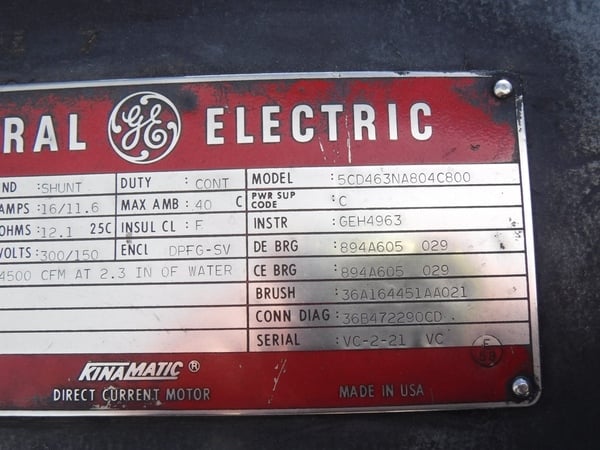 1250 HP 900 RPM General Electric, Frame 4674, DPFVBB, 500 VA, 300/150 VF - Image 1