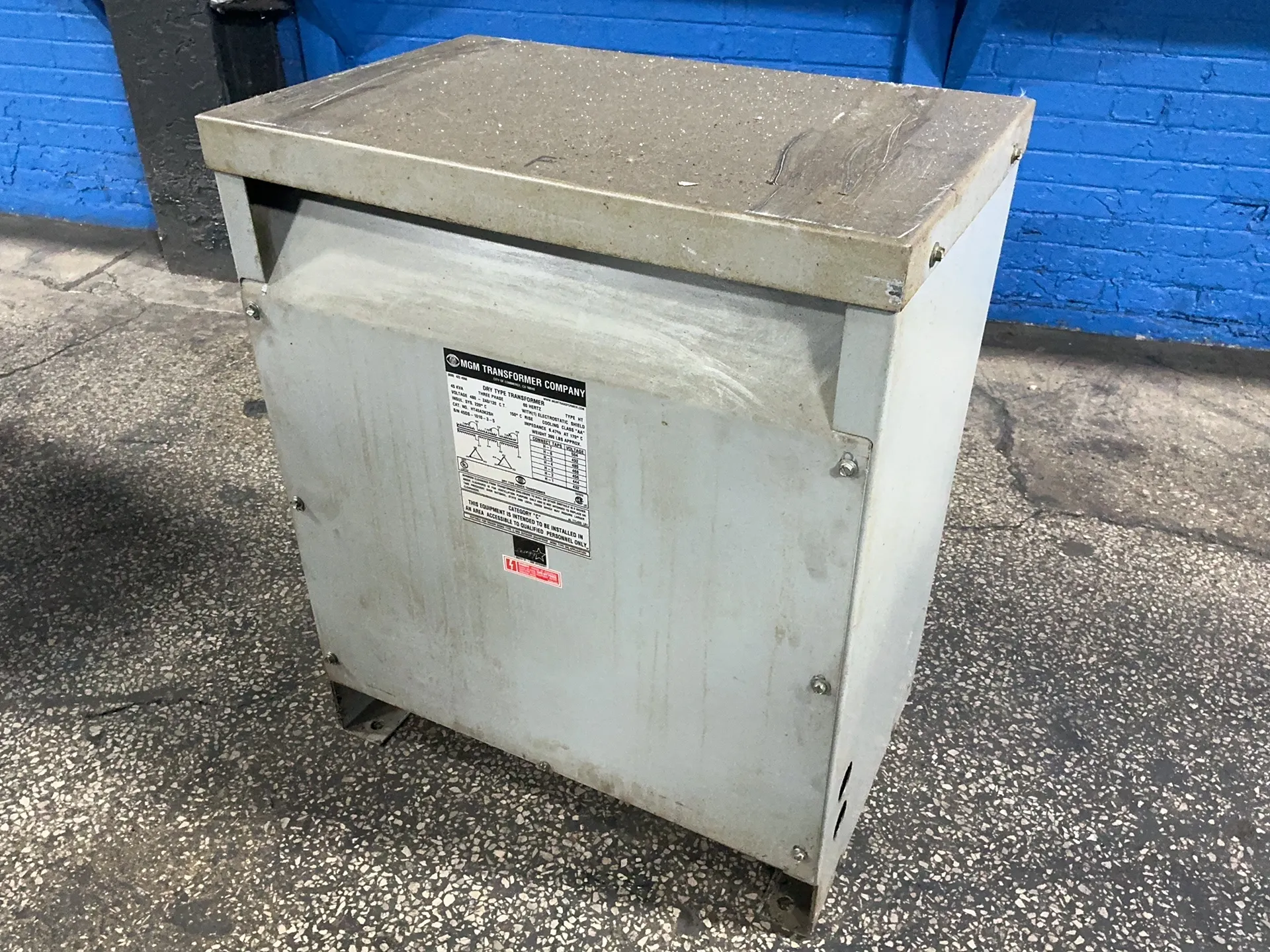 45 KVA 480 Primary, 240/120 Secondary, MGM HT45A3K2SH, dry type transformer, 3PH - Image 1