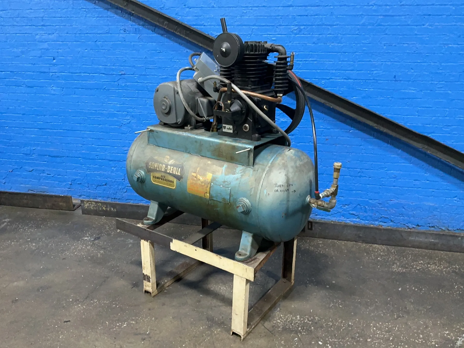 5 HP Saylor Beall #735-60, air compressor, tank mounted, 54 gallon, General Electric motor, 208-220/440 V., 3 - Image 1