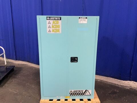 Justrite #899062, acid & corrosive storage cabinet, 2 @ 30 gallon, FM approved, roller rod base, adjustable - Image 2
