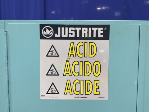 Justrite #899062, acid & corrosive storage cabinet, 2 @ 30 gallon, FM approved, roller rod base, adjustable - Image 4