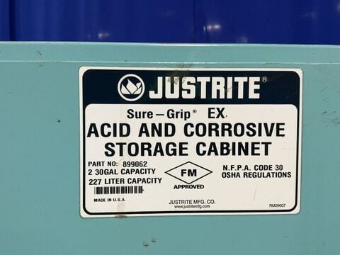 Justrite #899062, acid & corrosive storage cabinet, 2 @ 30 gallon, FM approved, roller rod base, adjustable - Image 5