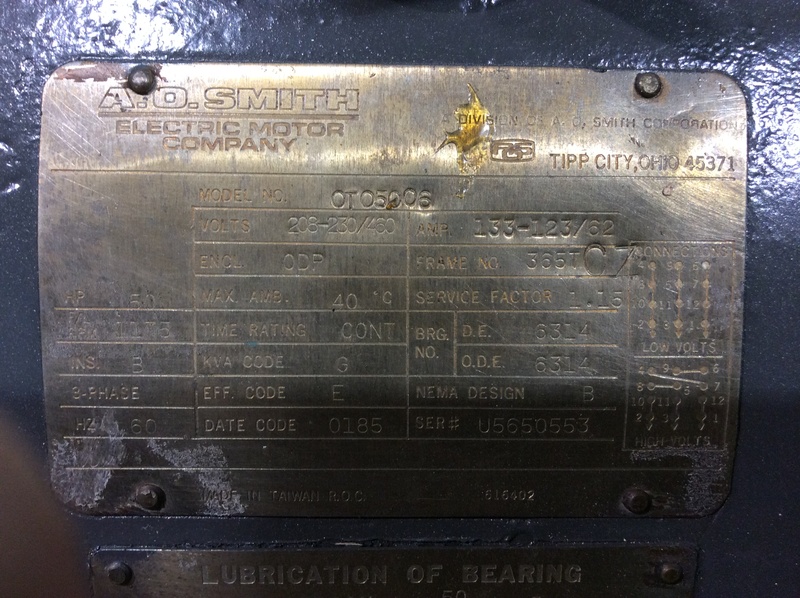 50 HP 1200 RPM Westinghouse West./AO Smith, Frame 365TCZ, ODP, rebuilt, 460 Volts - Image 3
