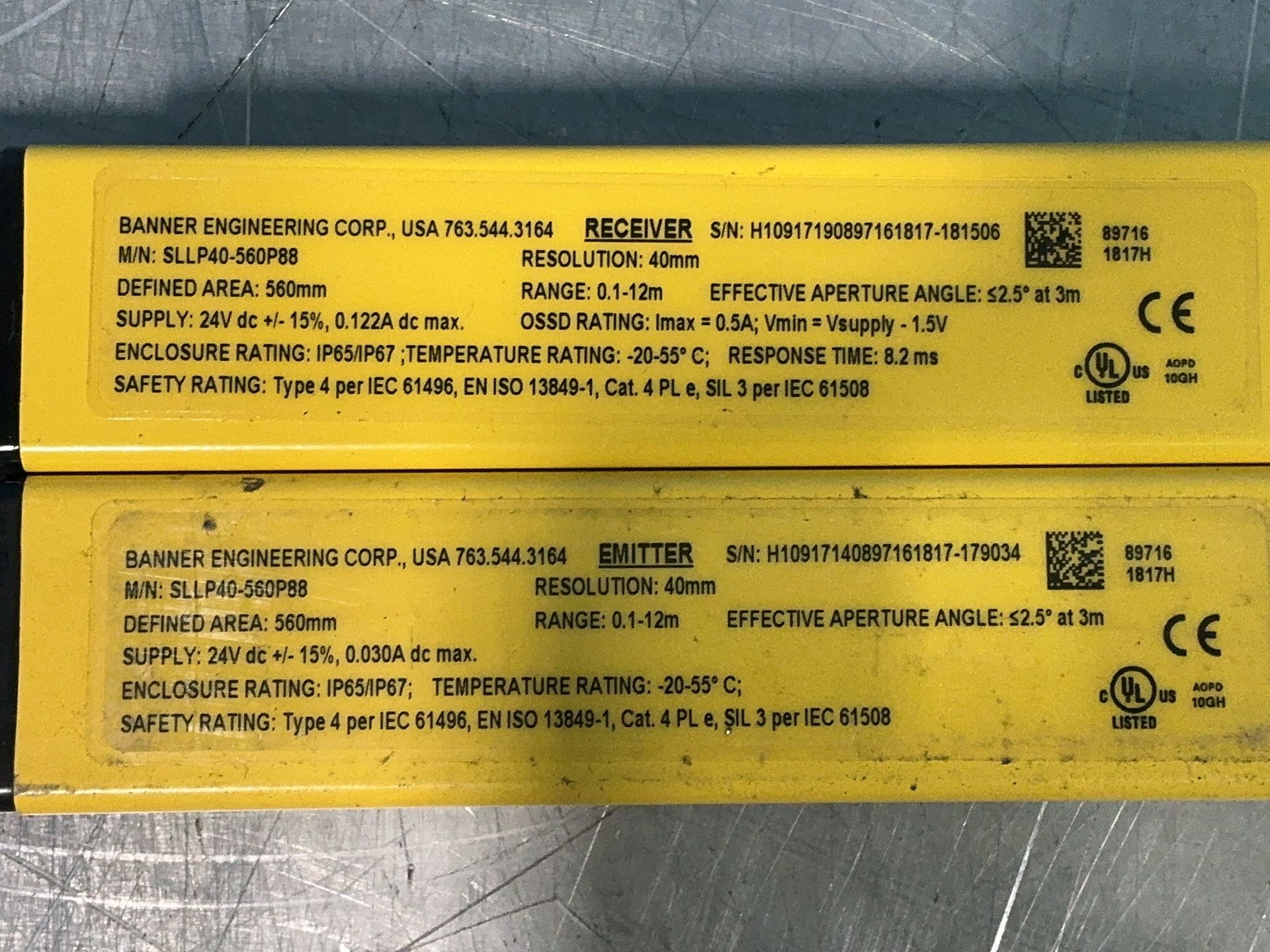 Banner #SLLP40-560-P88, safety light curtain kit, 24 VDC - Image 3