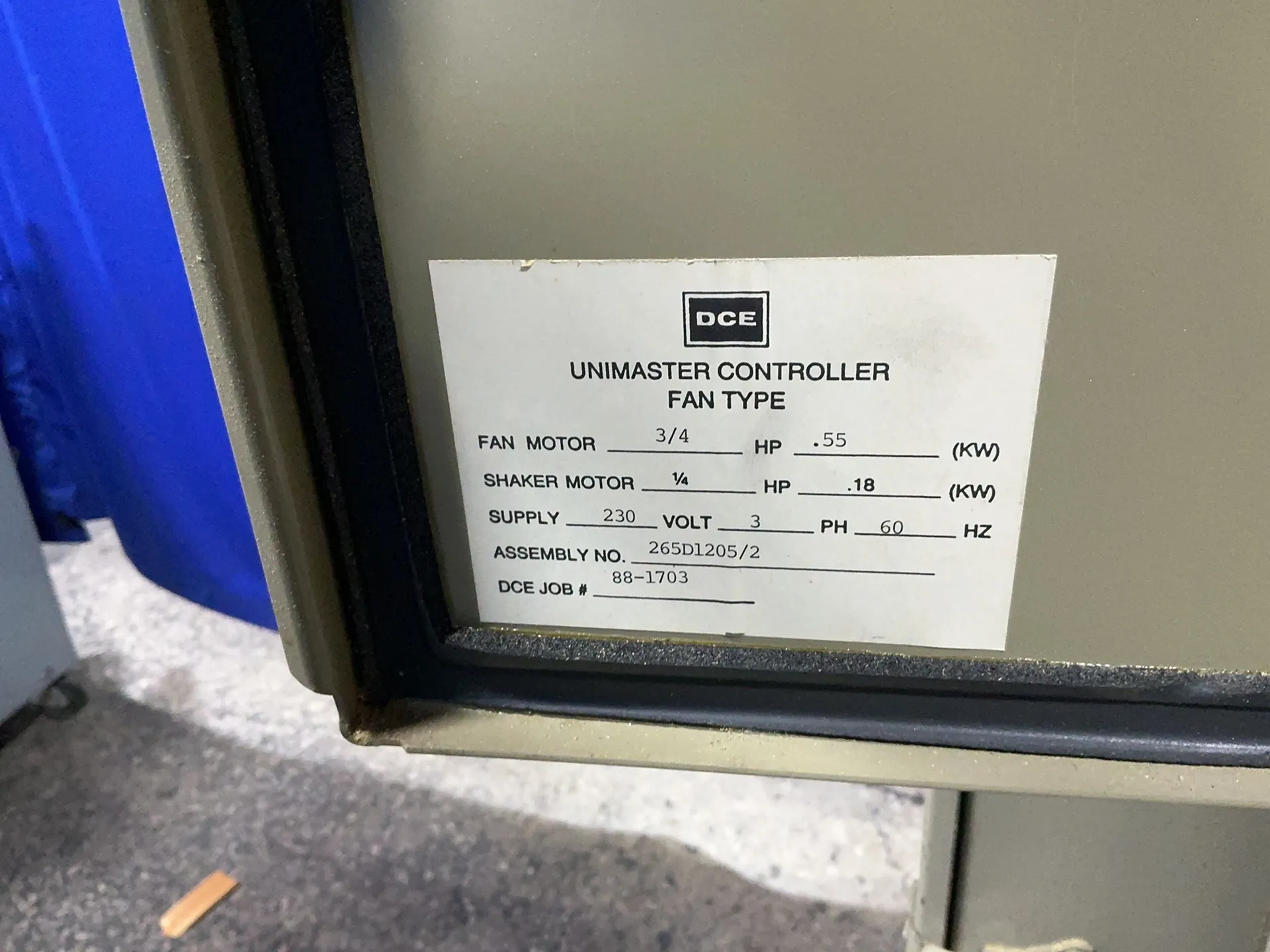 DCE #UMA40AD, Dust Collector, .55 KW, 3450 RPM, 230/460 V. - Image 1