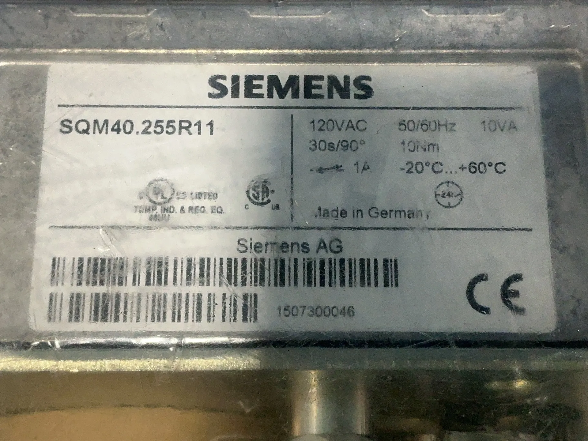 Siemens / SCC #SQM40.255R11/VKG20.025U, Metering Valve and Actuator Assembly, 25 psi, 120 Volts - Image 3