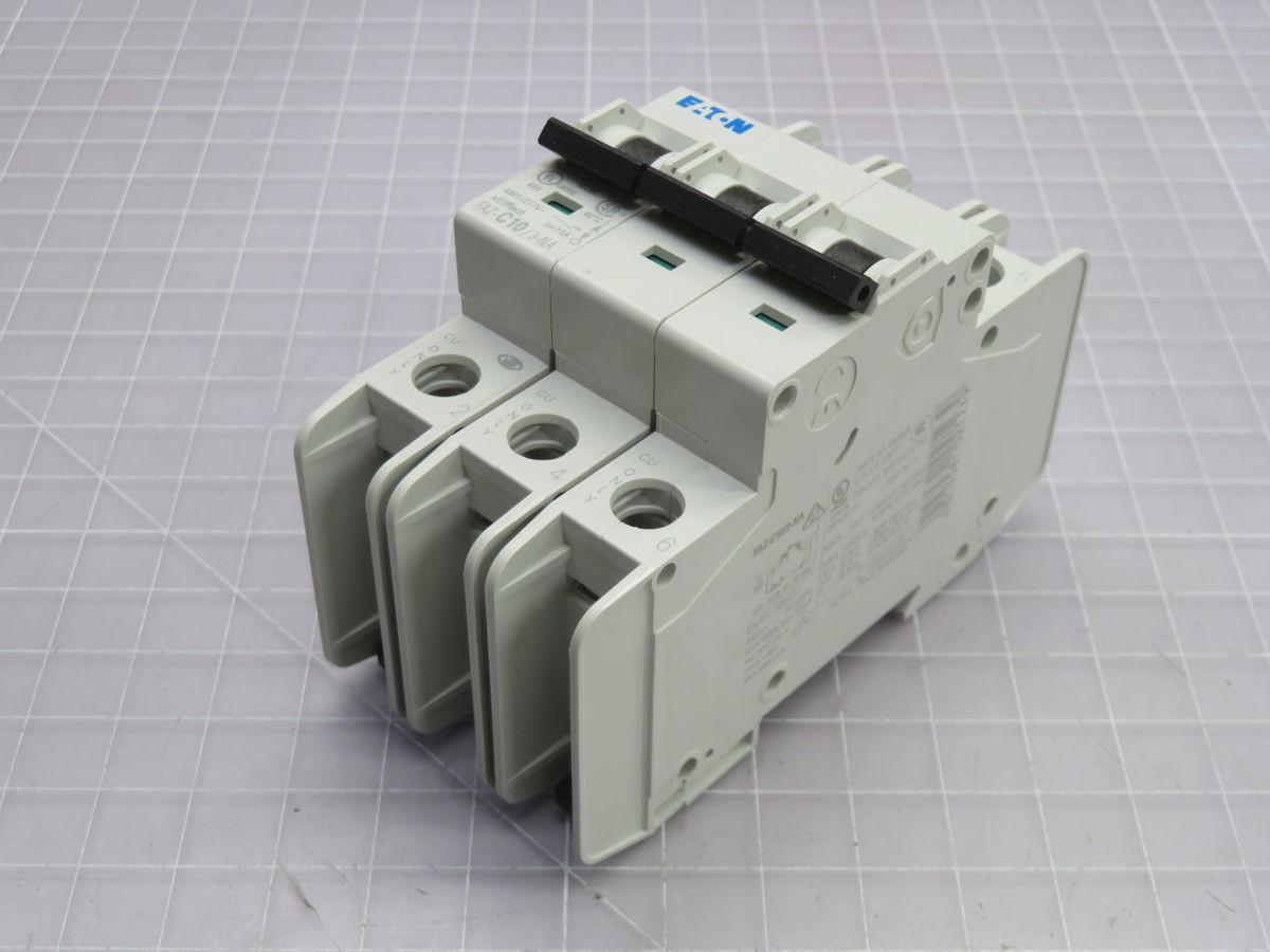 10 Amp, Eaton #FAZ-C10/3-NA, circuit breaker, 3 Pole, C curve, thermal magnetic, 10 KA, DIN rail, 480Y/277 - Image 2