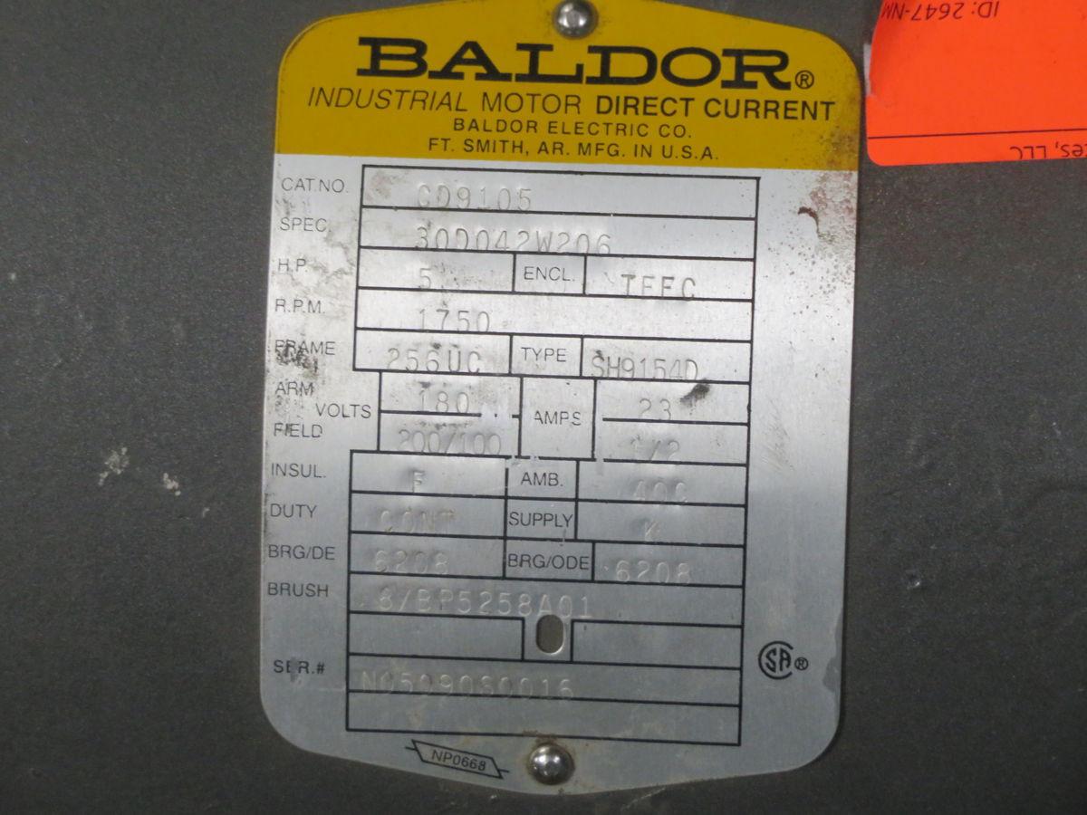 5 HP HP RPM 1750 RPM Baldor #CD9105, Frame 256UC, TEFC, DC motor, 180 Volts DC - Image 4