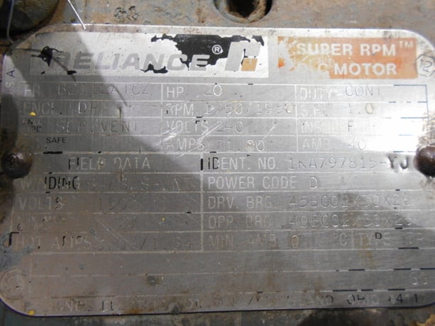 20 HP 1800 RPM Reliance, Frame 2112ATCZ, DPFG-BV, 240VA, 150VF - Image 4