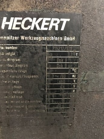 Heckert #FW-315, horizontal mill, #50, 28-1400 RPM, automatic cycle, R &F, DRP - Image 3