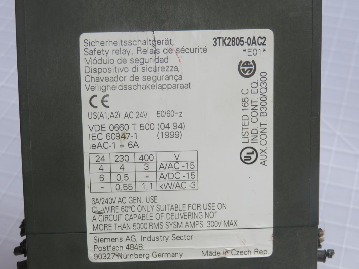 Siemens #3TK2805-0AC2, safety contactor, 24 Volts AC, 50/60 Hz - Image 1