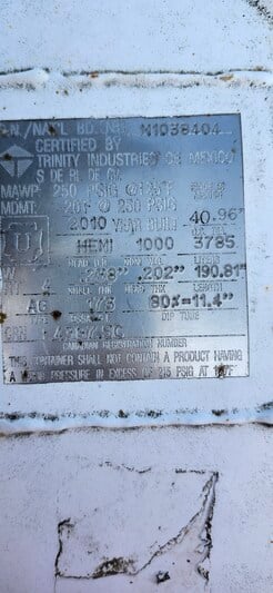 1000 gallon, Trinity Industries de Mexico, 250 psi horizontal bullet, 42" x 16' vessel, sweet, -20°F MDMT - Image 2