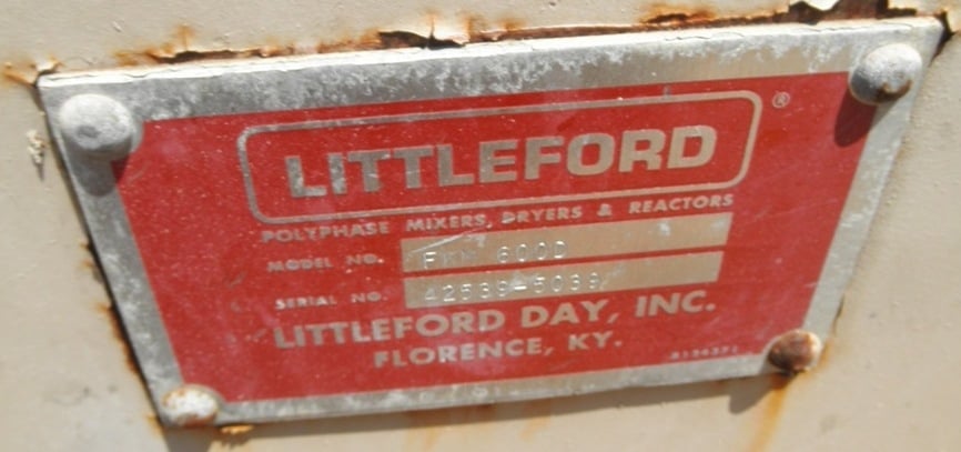 Littleford #FKM-600D, porcelain mixer, Carbon Steel exterior, 25 HP, 22 cu.ft., 24" x 48" - Image 8