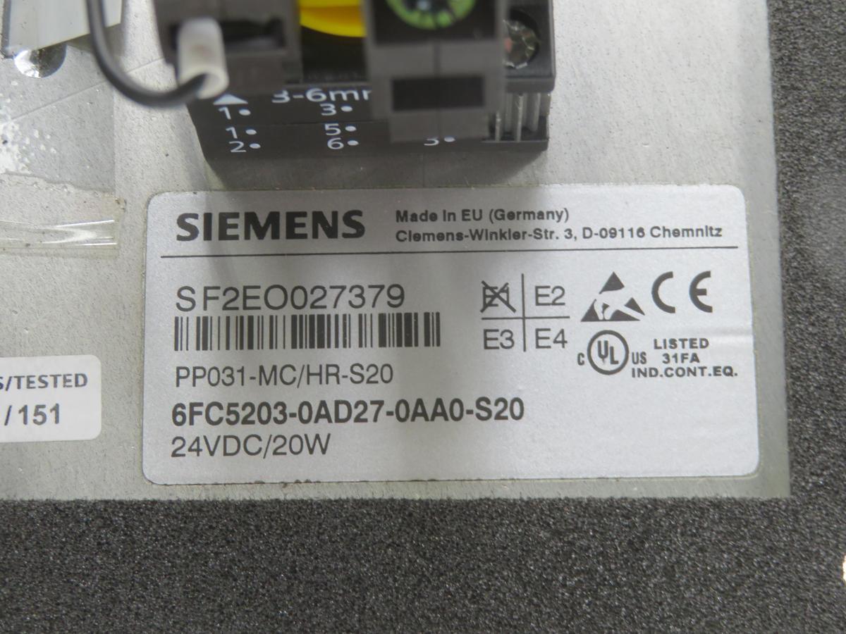 Siemens #6FC5203-0AD27-0AA0-Z, push button operator interface panel, 24 Volts DC, 20 W - Image 5