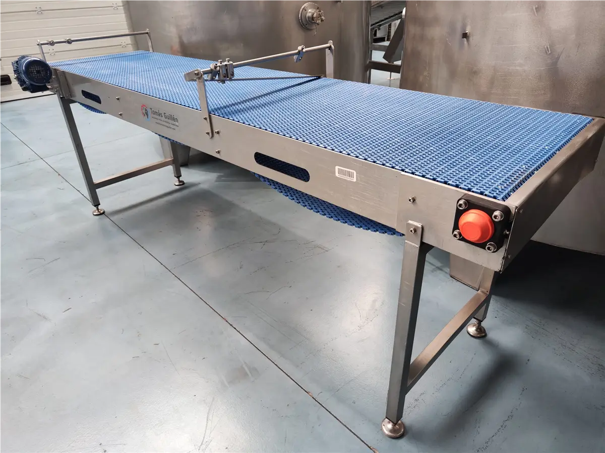 24" wide x 9' long, Stainless Steel modular belt conveyor, gear reducer - Image 2