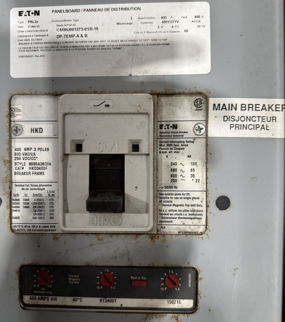 400 Amp. Eaton, Pow-R-Line PRL2a Panelboard 480Y/277V, 3-Phase 4-Wire, 60 Circuit, with HKD Main and GBH - Image 3