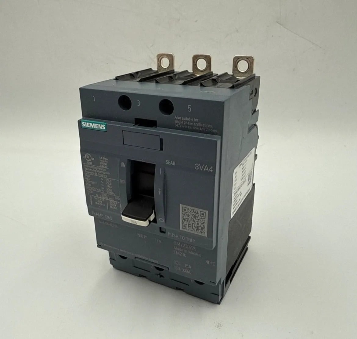 15 Amps, Siemens #3VA4195-4ED34-0AA0, Circuit Breaker, 3-Pole, 600 Volts, NEW - Image 3