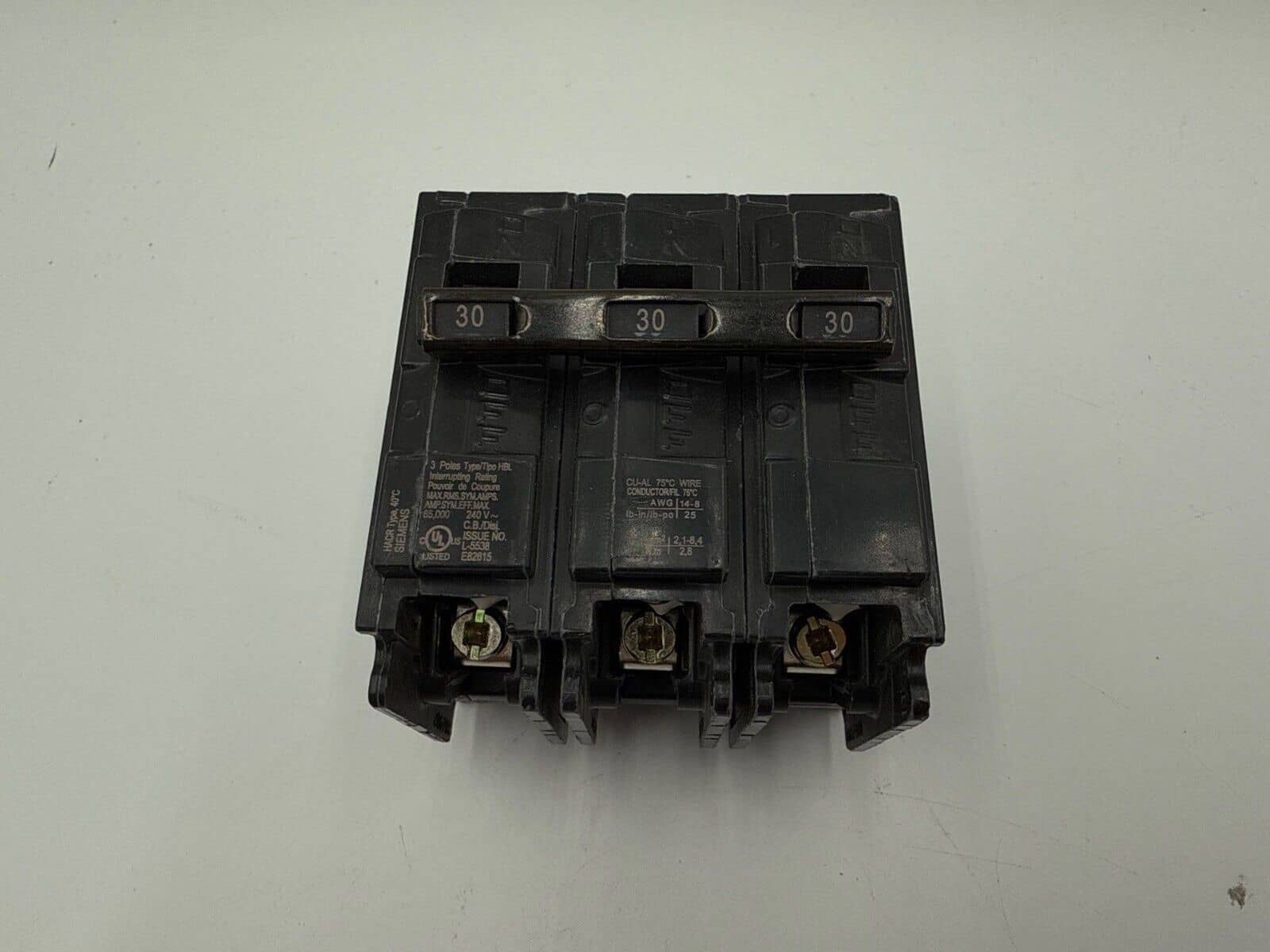 30 Amps, Siemens #B330HH, Circuit Breaker, 3-Pole, 240 Volts, 65kA, Bolt-On - Image 3