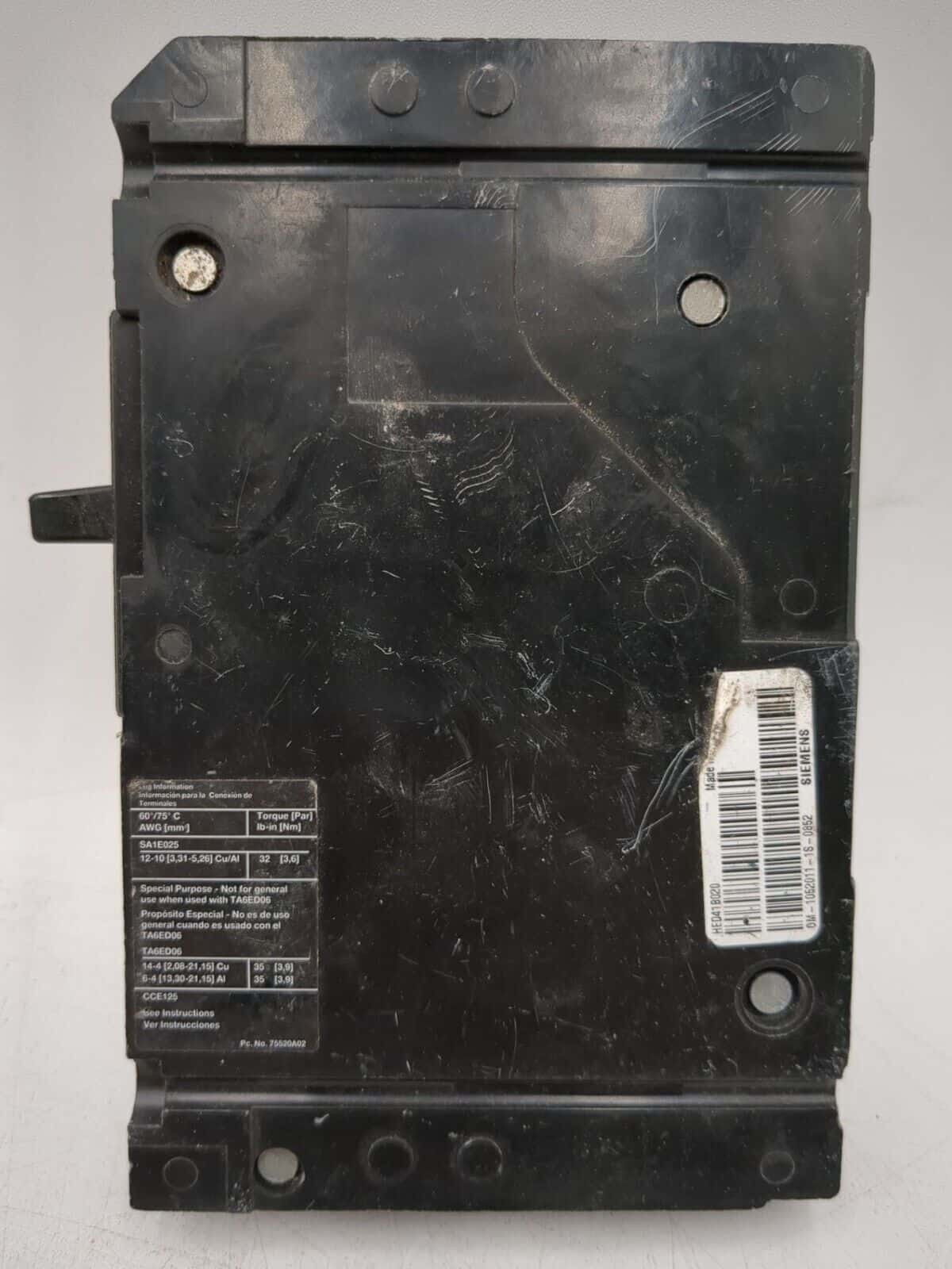 20 Amps, Siemens #HED41B020, Circuit Breaker, 1-Pole, 277 Volts, Bolt-On - Image 3