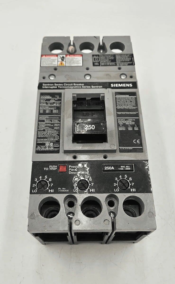 250 Amps, Siemens #HFXD63B250, Circuit Breaker, 3-Pole, 600 Volts - Image 3