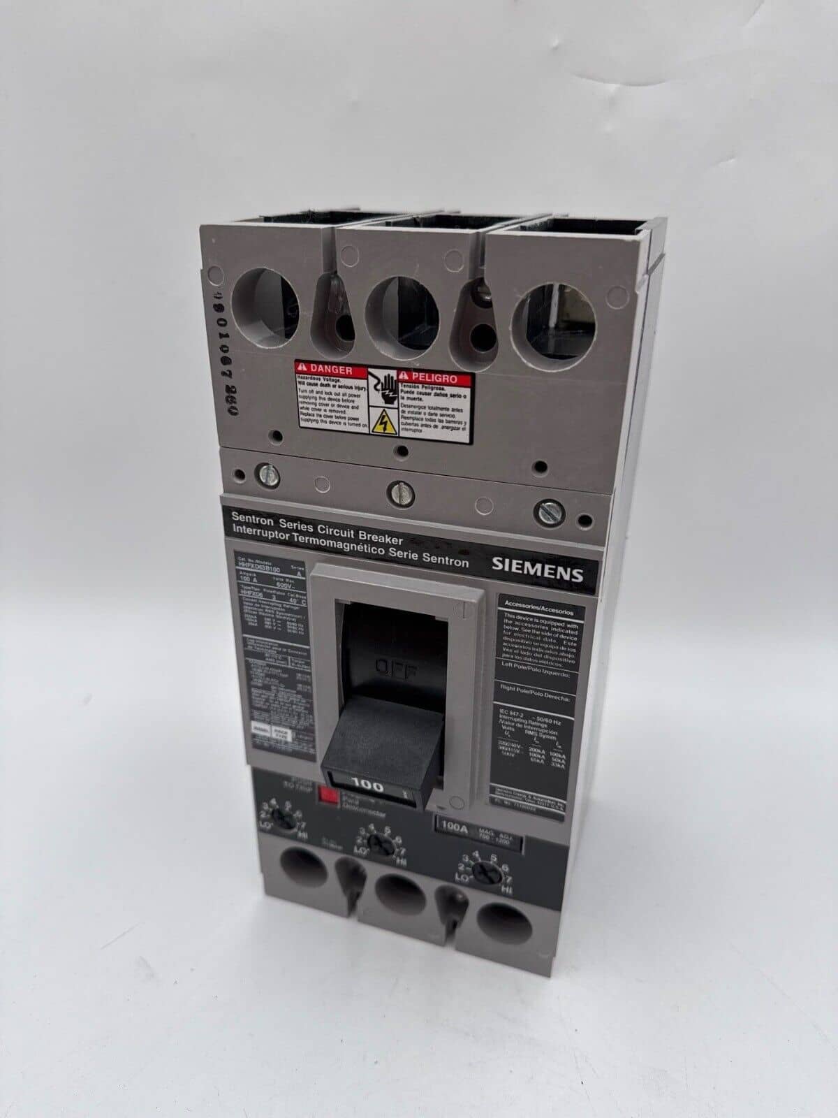 100 Amps, Siemens #HHFXD63B100, Circuit Breaker, 3-Pole, 600 Volts, NEW - Image 1