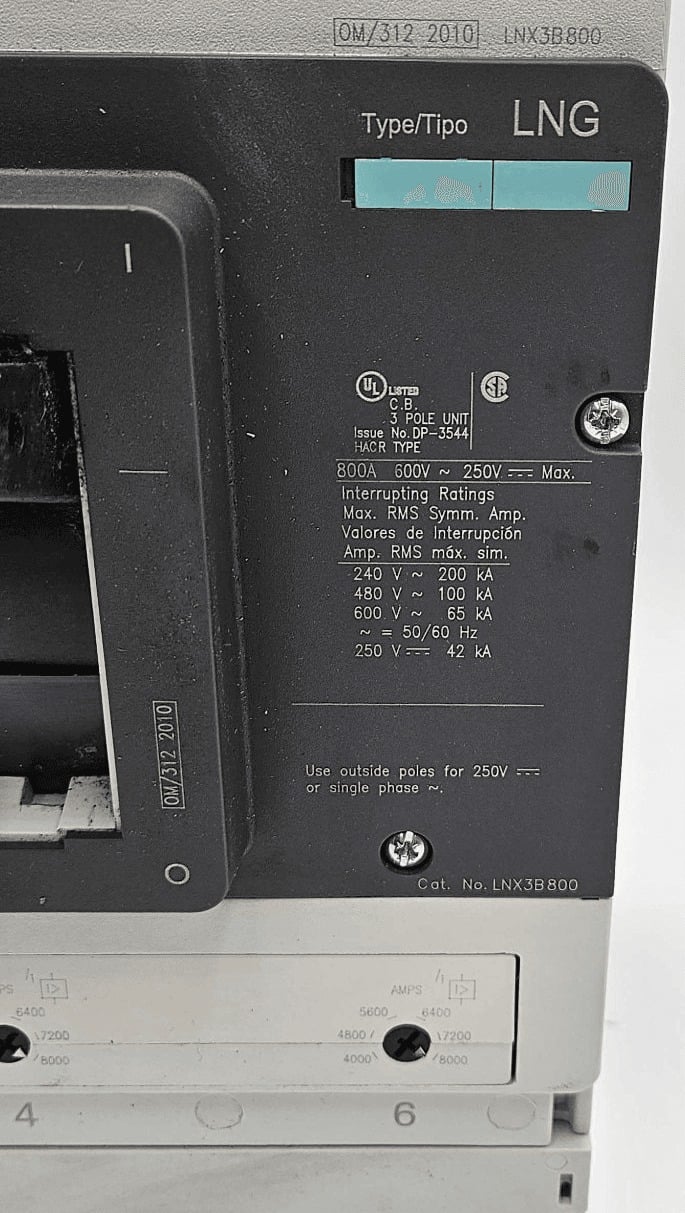 800 Amps, Siemens #LNX3B800, Circuit Breaker, 2-Pole, 600 Volts - Image 3
