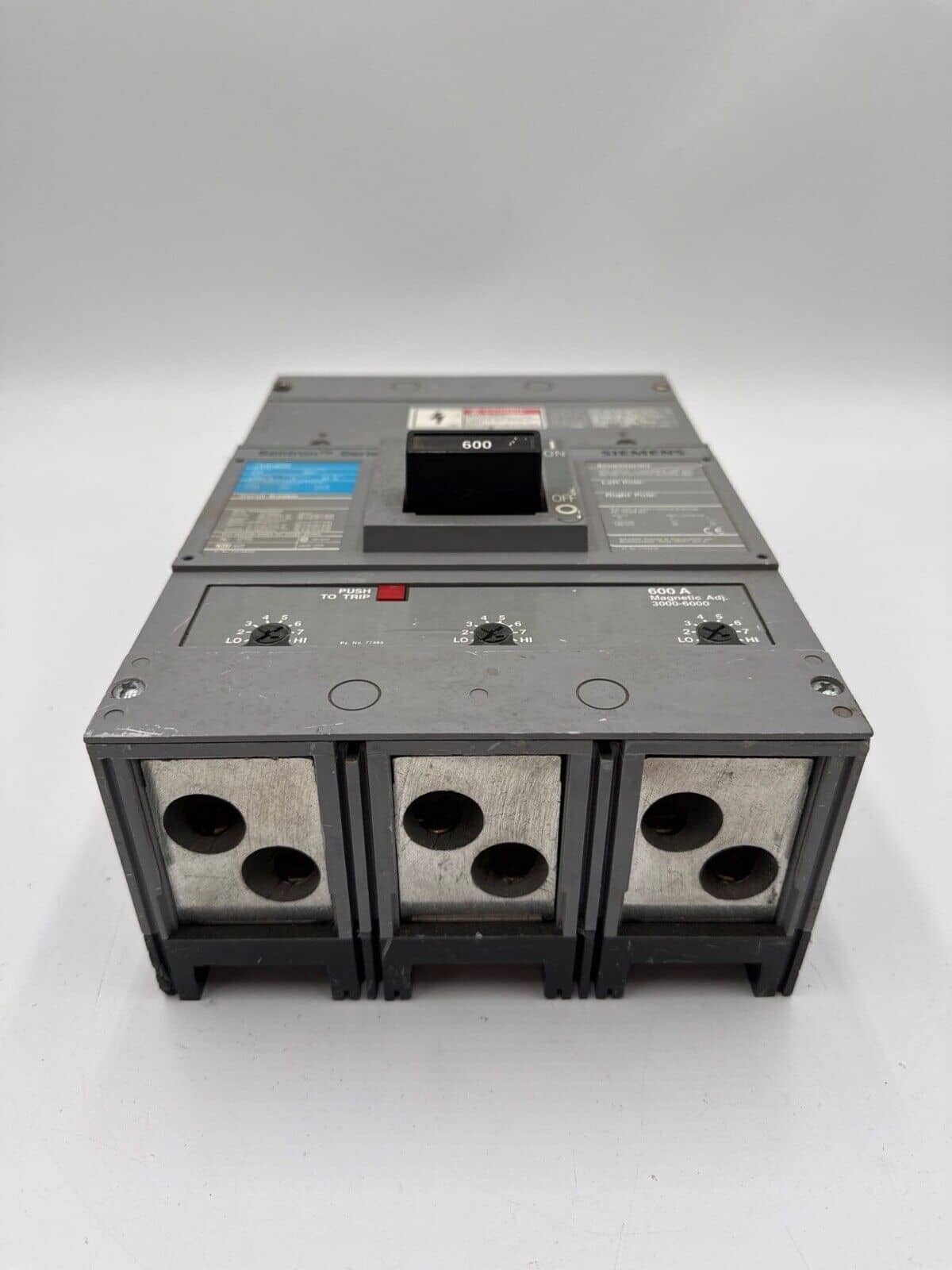600 Amps, Siemens #LXD63B600, Circuit Breaker, 3-Pole, 600 Volts, Bolt-On - Image 4