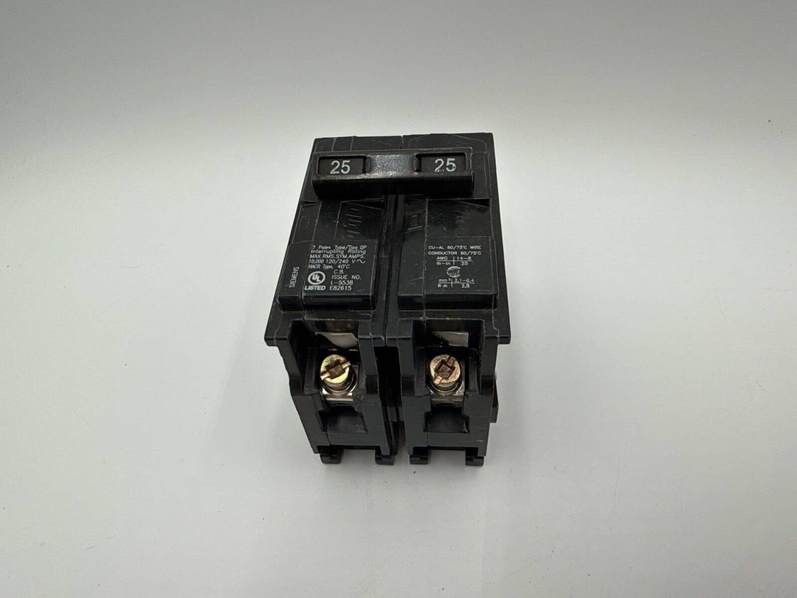 25 Amps, Siemens #Q225, Circuit Breaker, 2-Pole, 240/120 Volts, NEW - Image 2