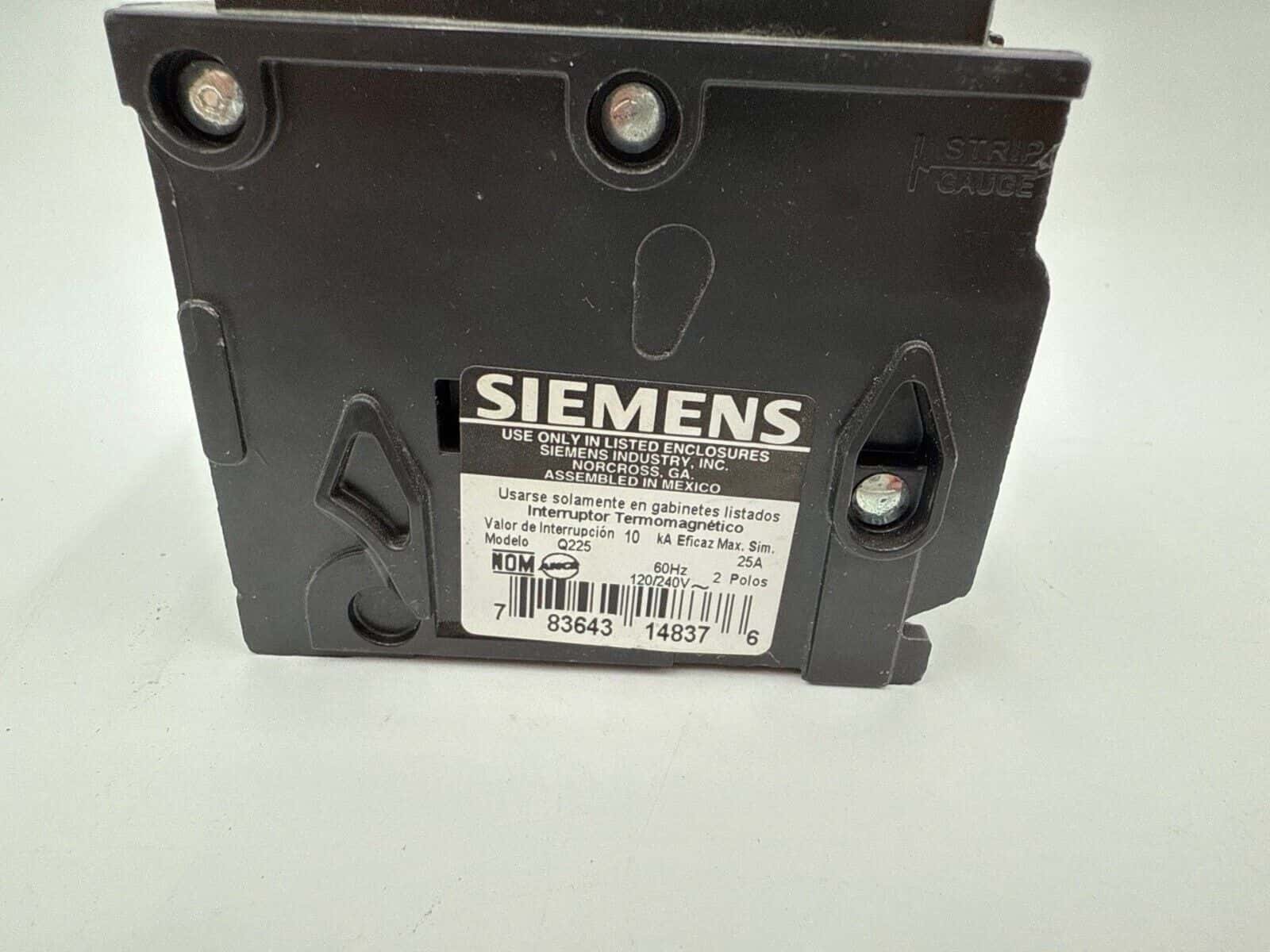 25 Amps, Siemens #Q225, Circuit Breaker, 2-Pole, 240/120 Volts, NEW - Image 6