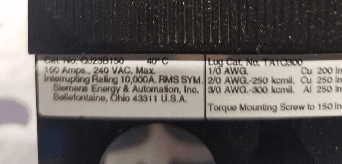 150 Amps, Siemens #QJ23B150, Circuit Breaker, 3-Pole, 240 Volts, Bolt-On, NEW - Image 3