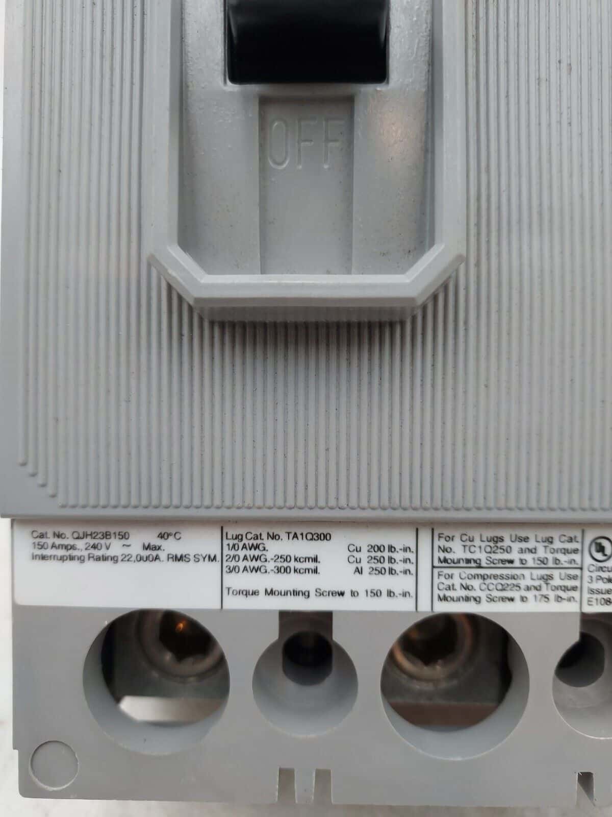150 Amps, Siemens #QJH23B150, Circuit Breaker, 3-Pole, 240 Volts, Bolt-On, NEW - Image 2