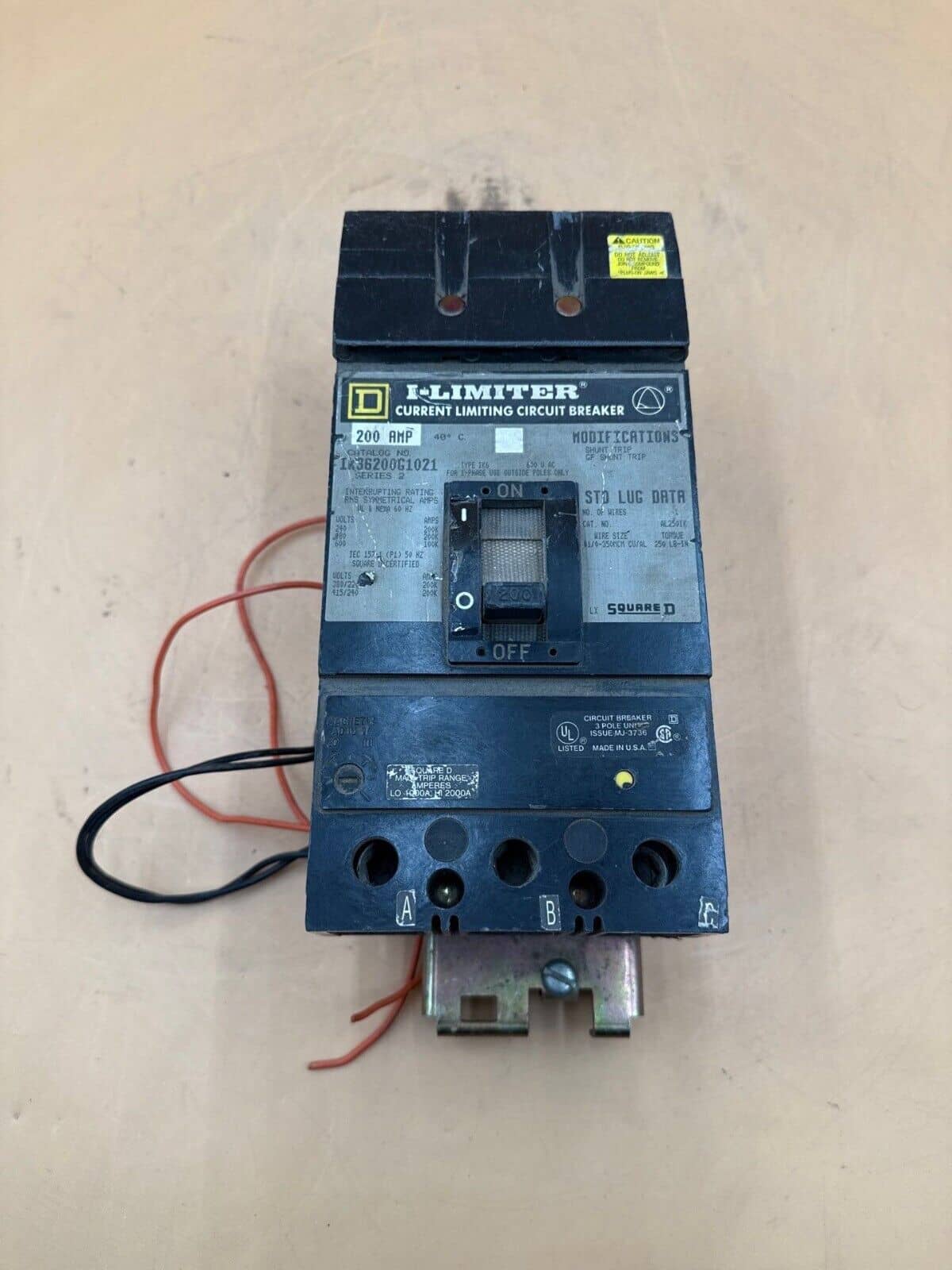 200 Amps, Square D #IK36200G1021, I-Line Circuit Breaker, 3-Pole, 600 Volts - Image 1