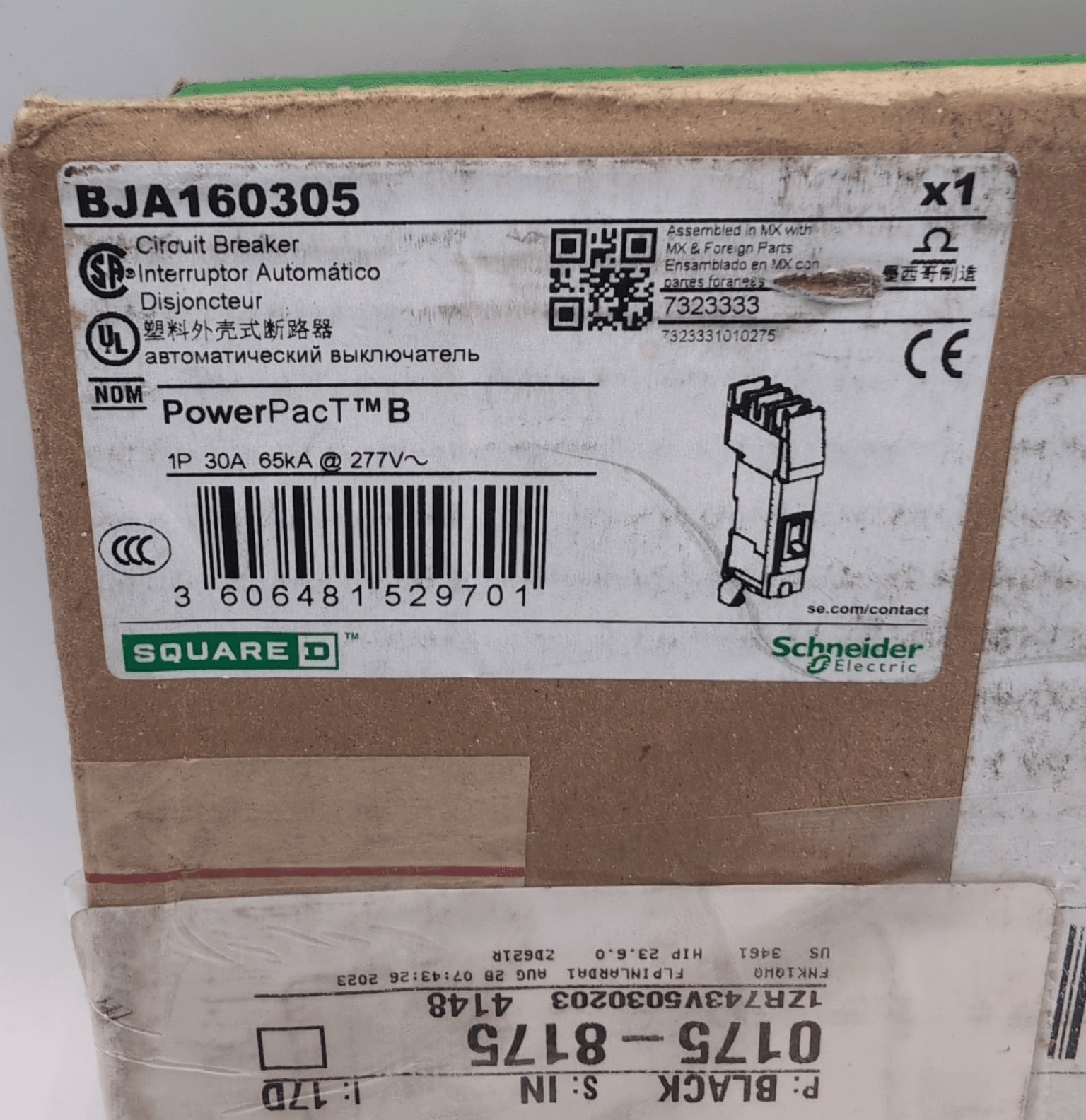 30 Amps, Square D #BJA160305, Circuit Breaker, 1-Pole, 277 Volts, NEW - Image 3