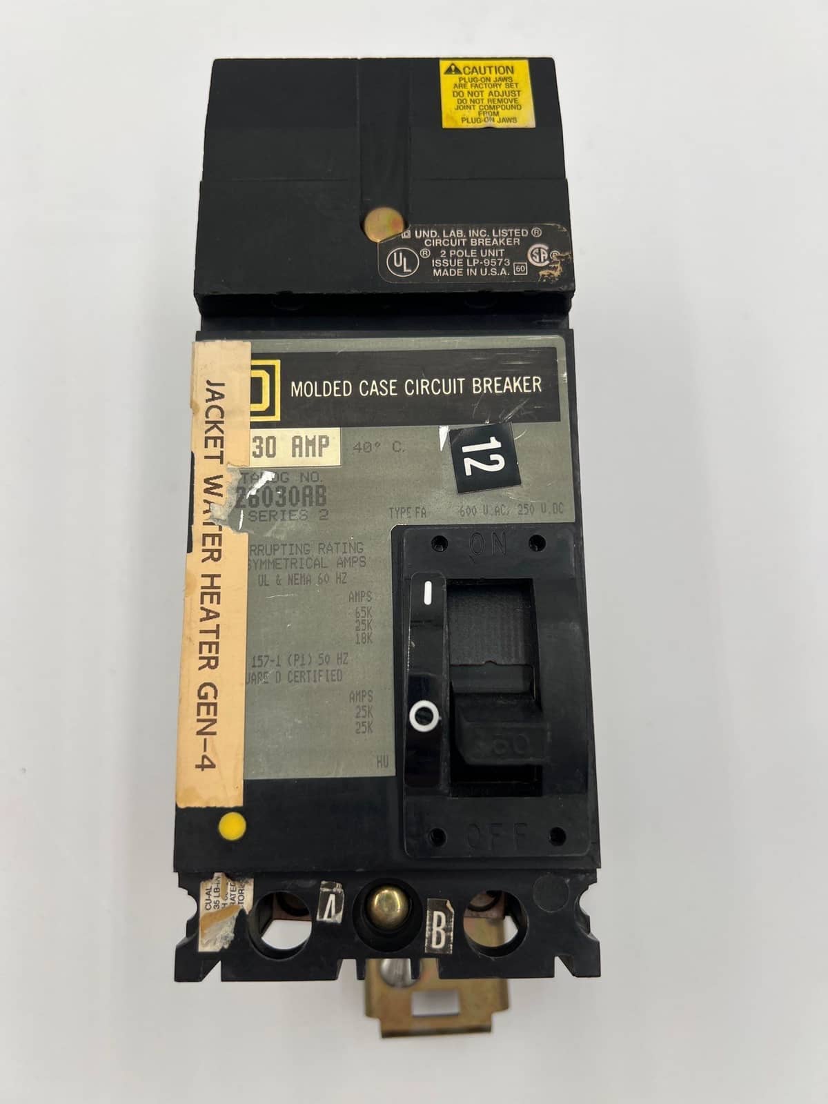 30 Amps, Square D #FA26030AB, I-Line Circuit Breaker, 2-Pole, 600 Volts - Image 1