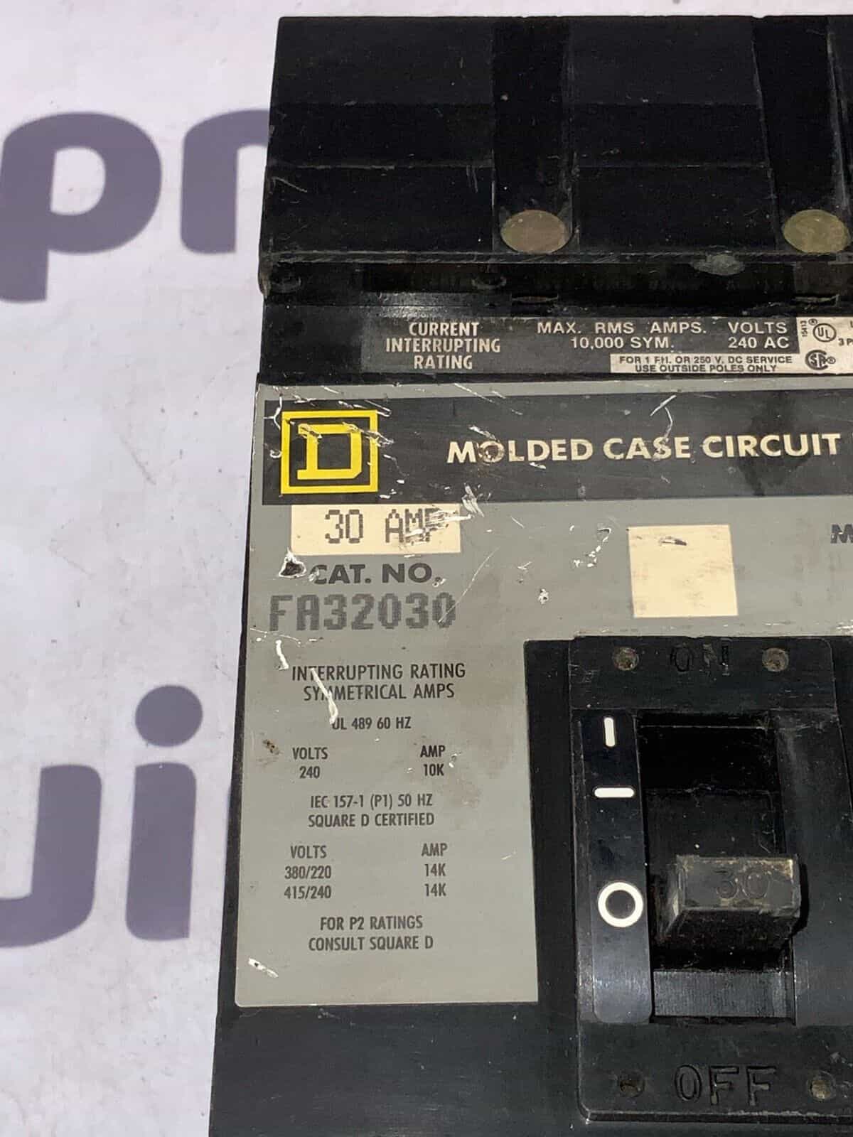 30 Amps, Square D #FA32030, I-Line Circuit Breaker, 3-Pole, 240 Volts - Image 3