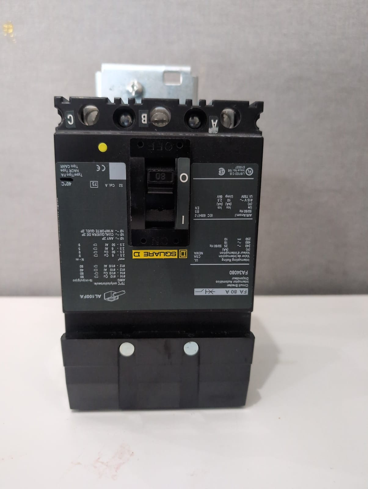 80 Amps, Square D #FA34080, I-Line Circuit Breaker, 3-Pole, 480 Volts - Image 2