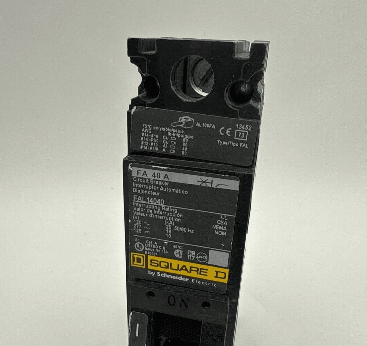 40 Amps, Square D #FAL14040, Circuit Breaker, 1-Pole, 277 Volts - Image 2