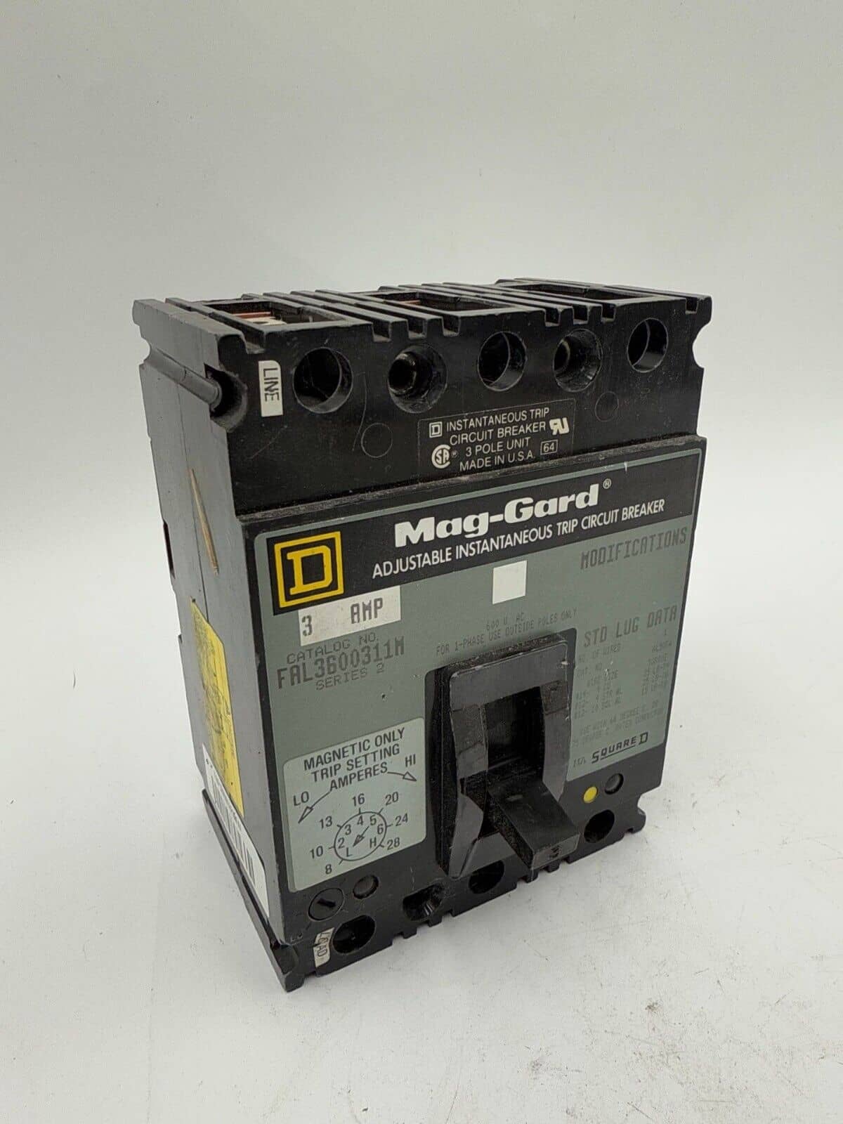 3 Amps, Square D #FAL3600311M, Circuit Breaker, 3-Pole, 600 Volts - Image 3