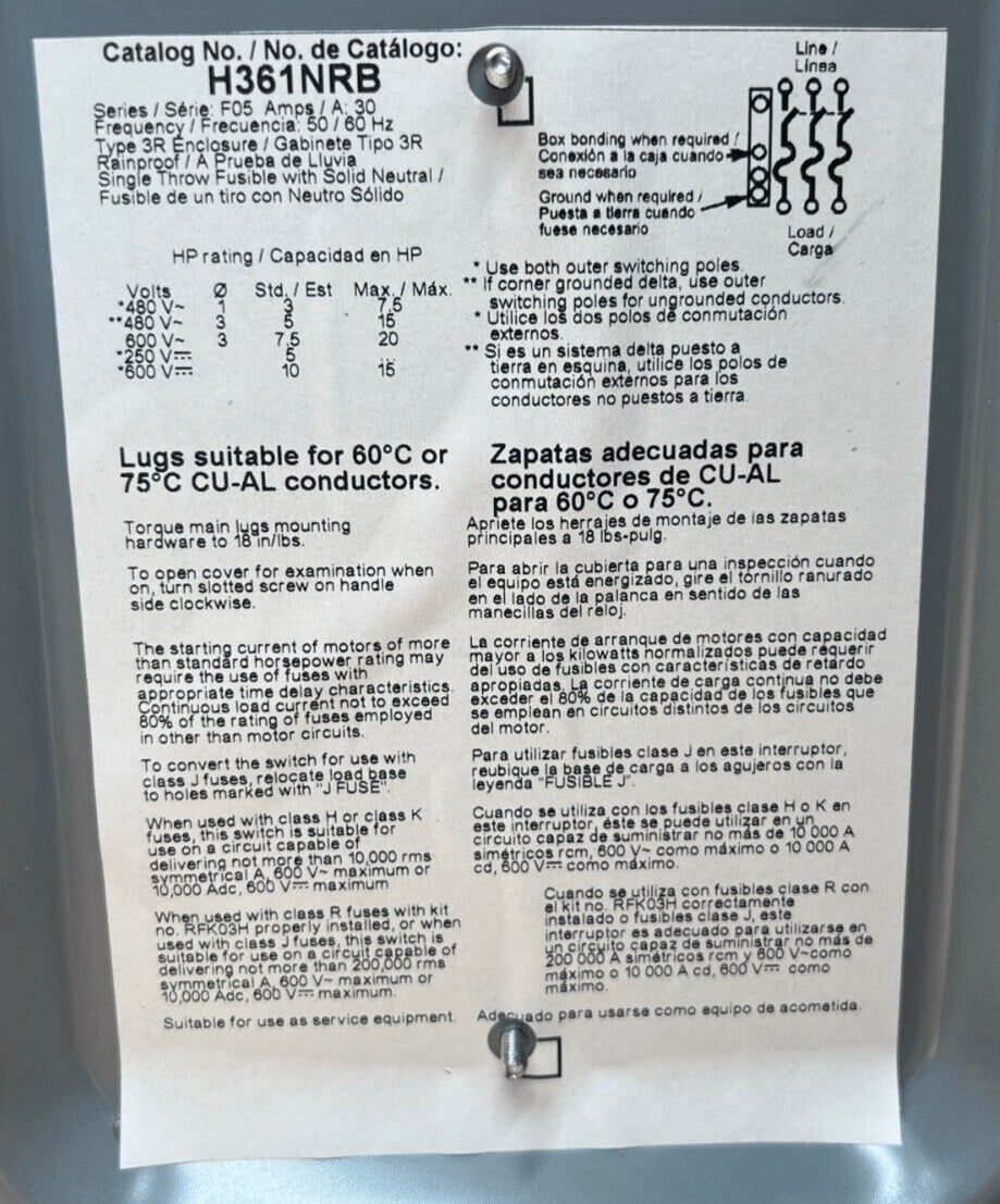 30 Amps, Square D #H361NRBGLSPLOVW, Circuit Breaker, 3-Pole, 600 Volts, NEW - Image 4