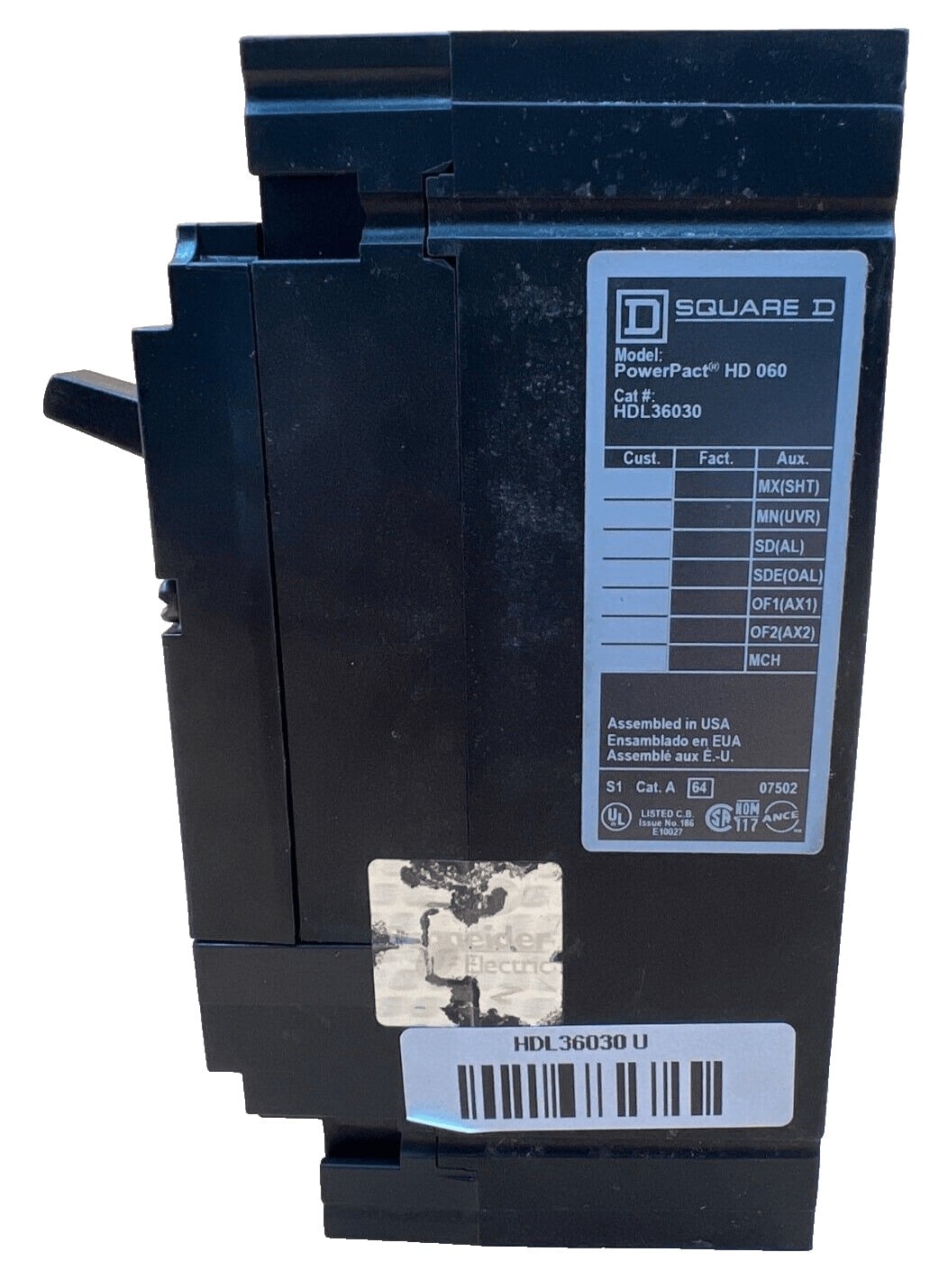 30 Amps, Square D #HDL-36030, Circuit Breaker, 3-Pole, 600 Volts - Image 2