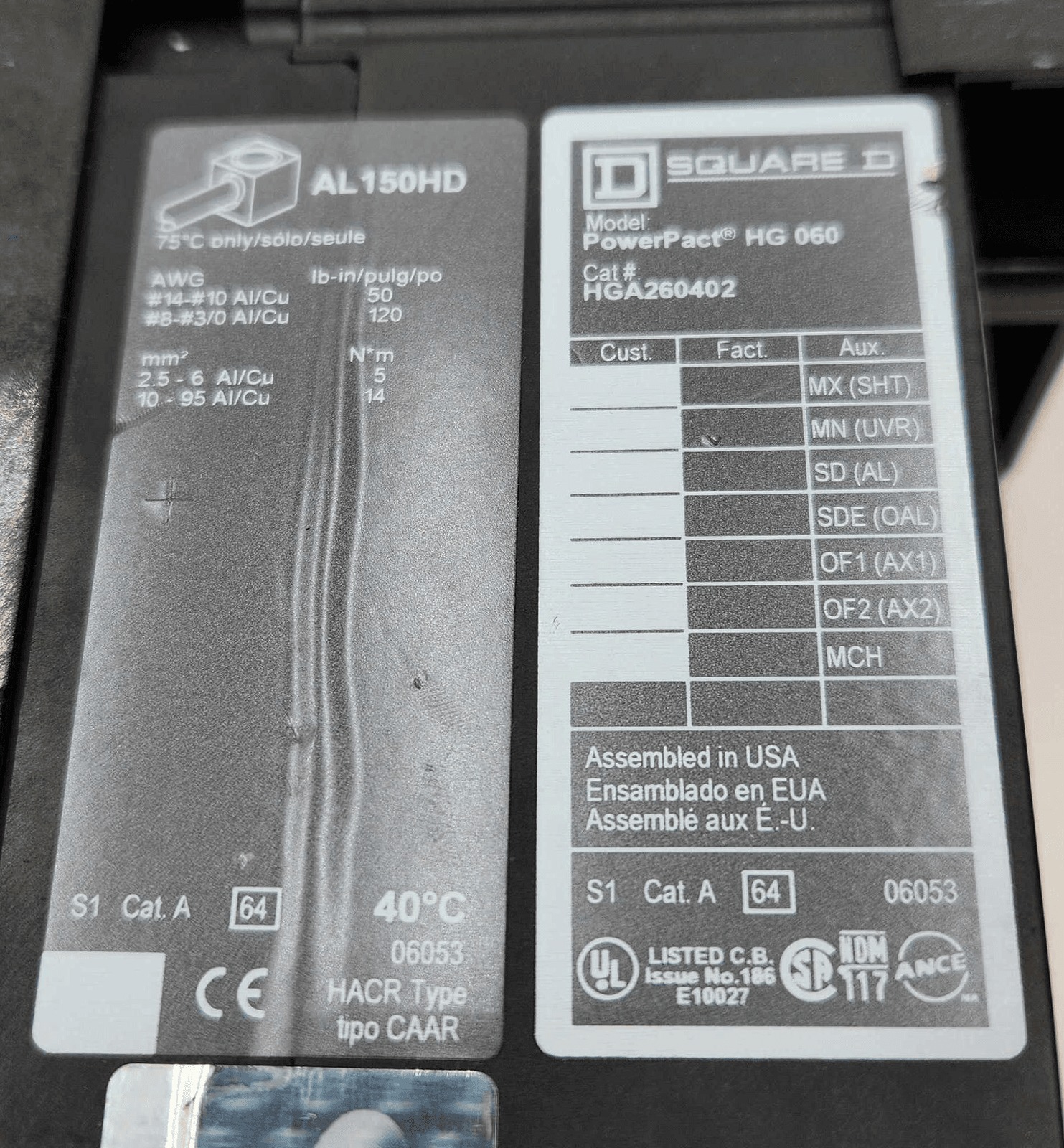 40 Amps, Square D #HGA260402, Circuit Breaker, 2-Pole, 600 Volts - Image 5