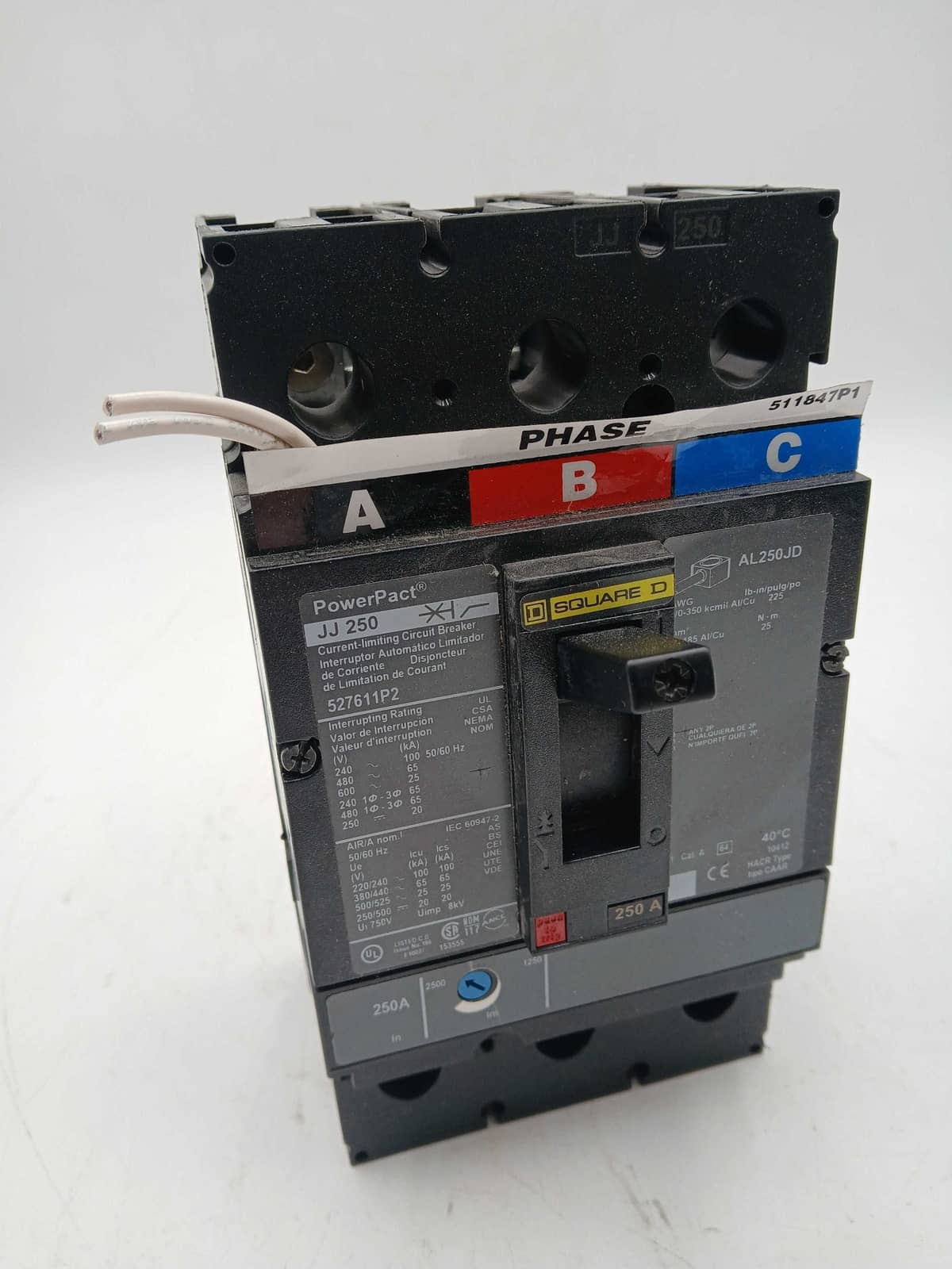 250 Amps, Square D #JJL36250, Circuit Breaker, 3-Pole, 600 Volts, Shunt Trip - Image 7