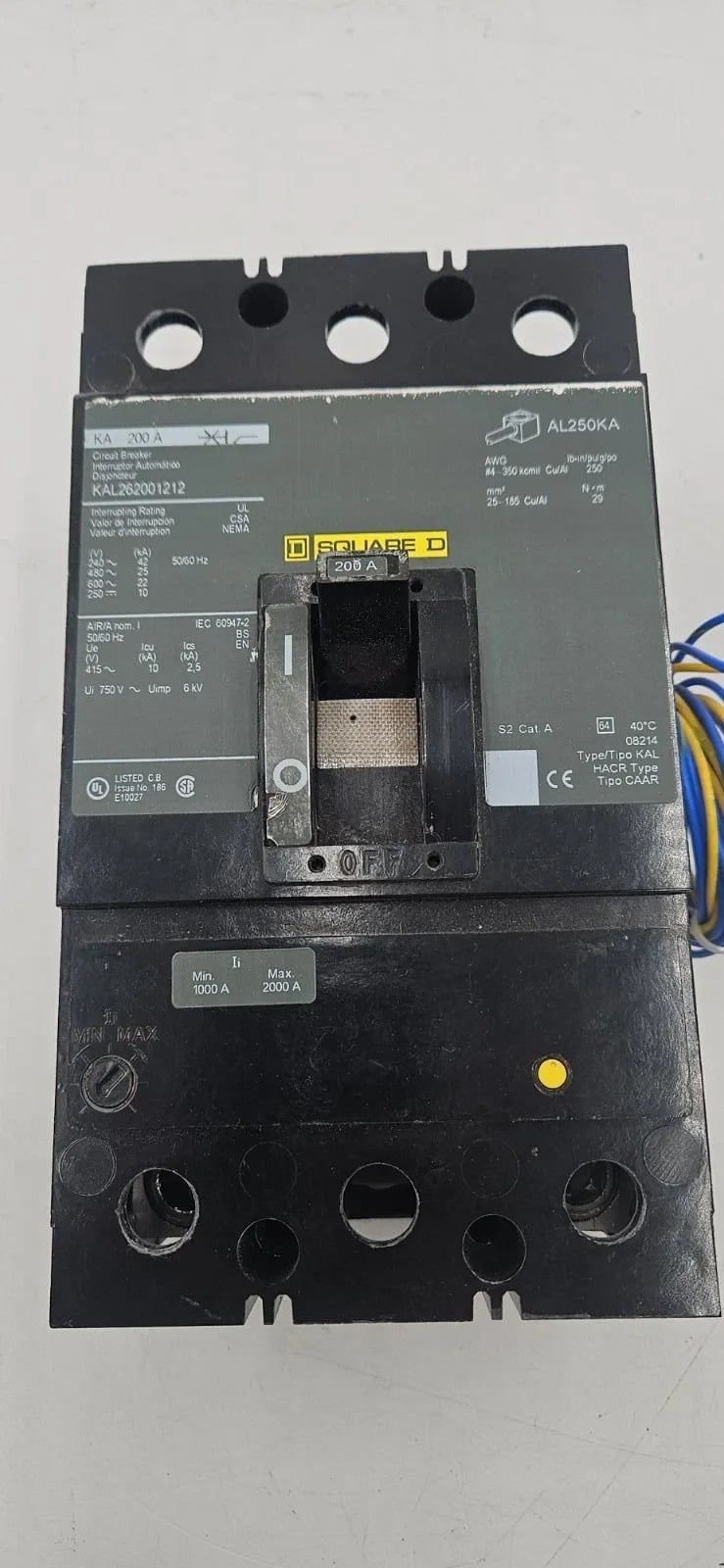 200 Amps, Square D #KAL26200, Circuit Breaker, 2-Pole, 600 Volts - Image 4