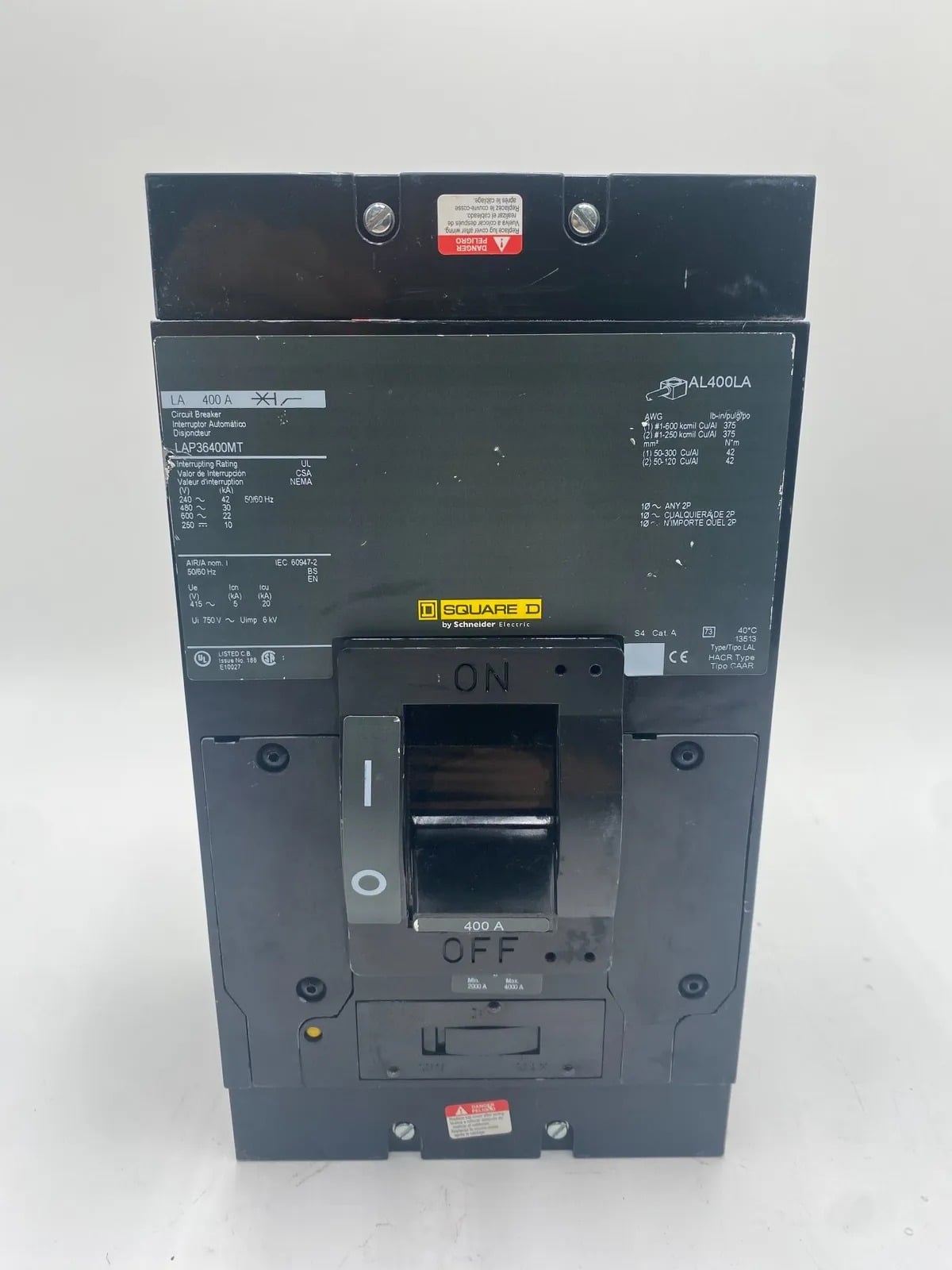 400 Amps, Square D #LAP36400MT, Circuit Breaker, 3-Pole, 600 Volts - Image 1