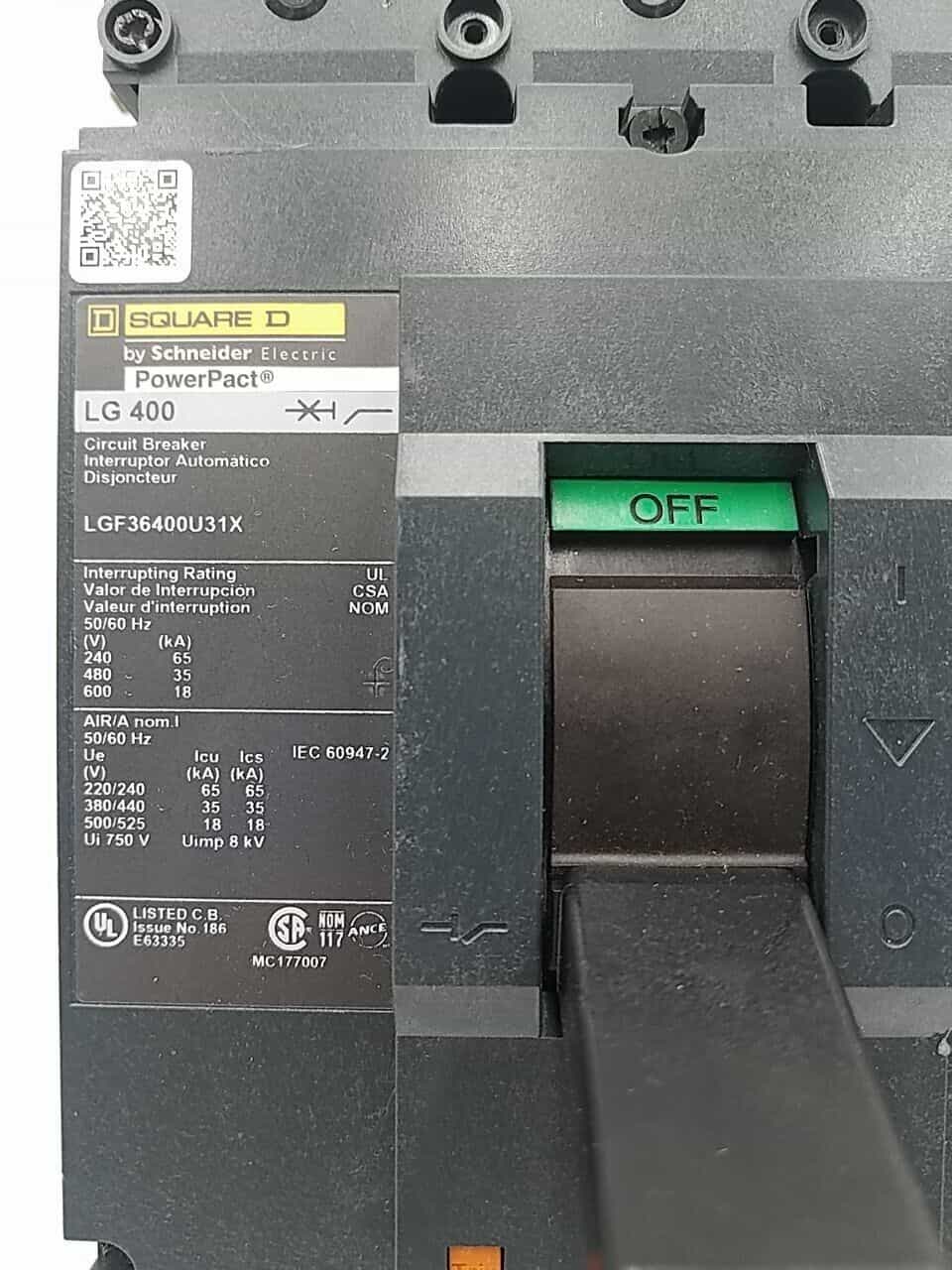 400 Amps, Square D #LGF36400U31X, Circuit Breaker, 3-Pole, 600 Volts, Bolt-On, NEW - Image 2