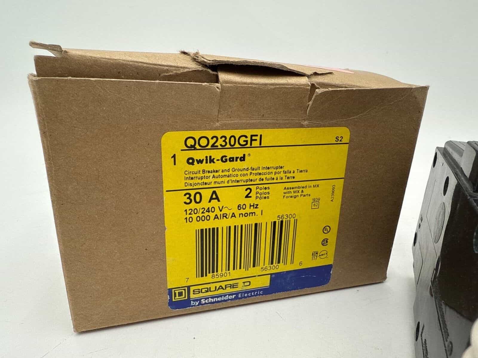 30 Amps, Square D #QO230GFI, Circuit Breaker, 2-Pole, 240/120 Volts, NEW - Image 2