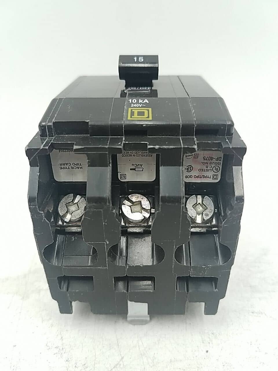 15 Amps, Square D #QOB315, Circuit Breaker, 3-Pole, 240 Volts, 10kA, Bolt-On - Image 5