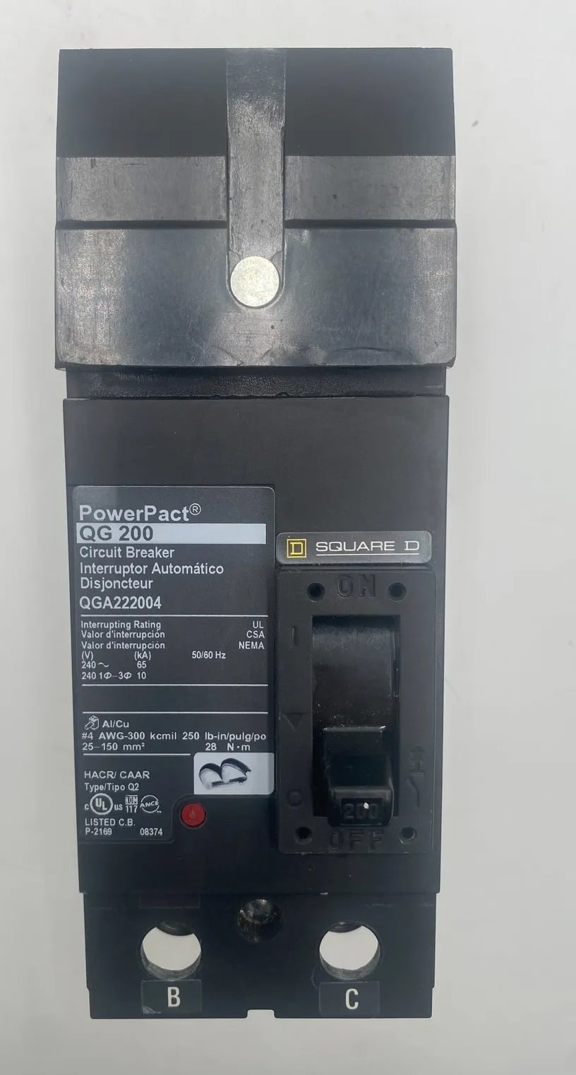 200 Amps, Square D #QGA222004, Circuit Breaker, 2-Pole, 600 Volts - Image 1