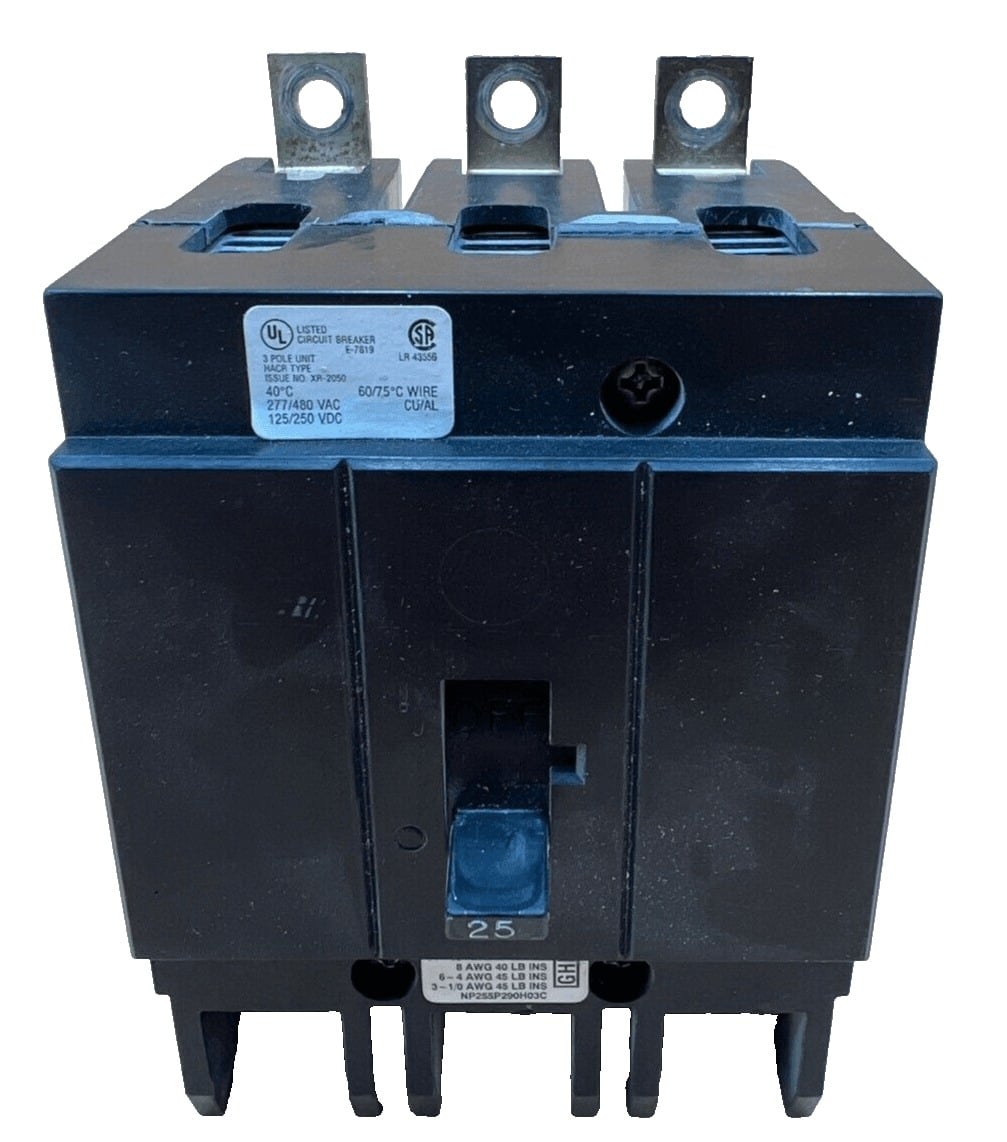 25 Amps, Westinghouse #GHB3025, Circuit Breaker, 3-Pole, 480/277 Volts, Bolt-On - Image 1